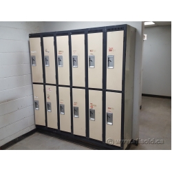 Beige and Grey 2 Tier Steel Lockers (Bank of 2 doors)